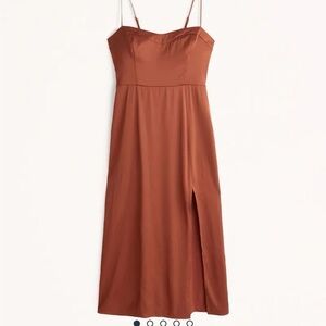 Abercrombie burnt orange silk midi dress